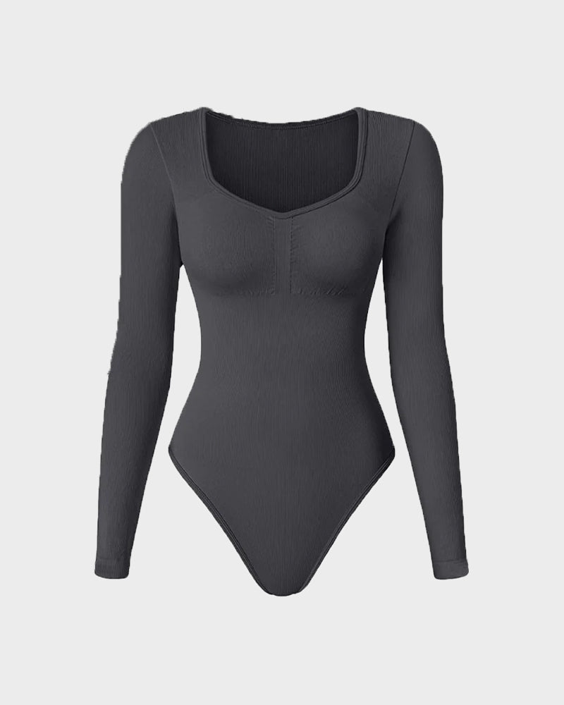 Curvefaja® Seamless Long Sleeve V-Neck Sculpting Bodysuit