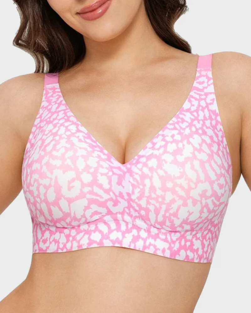 Curvefaja Wireless Leopard V-Neck Contour Bra