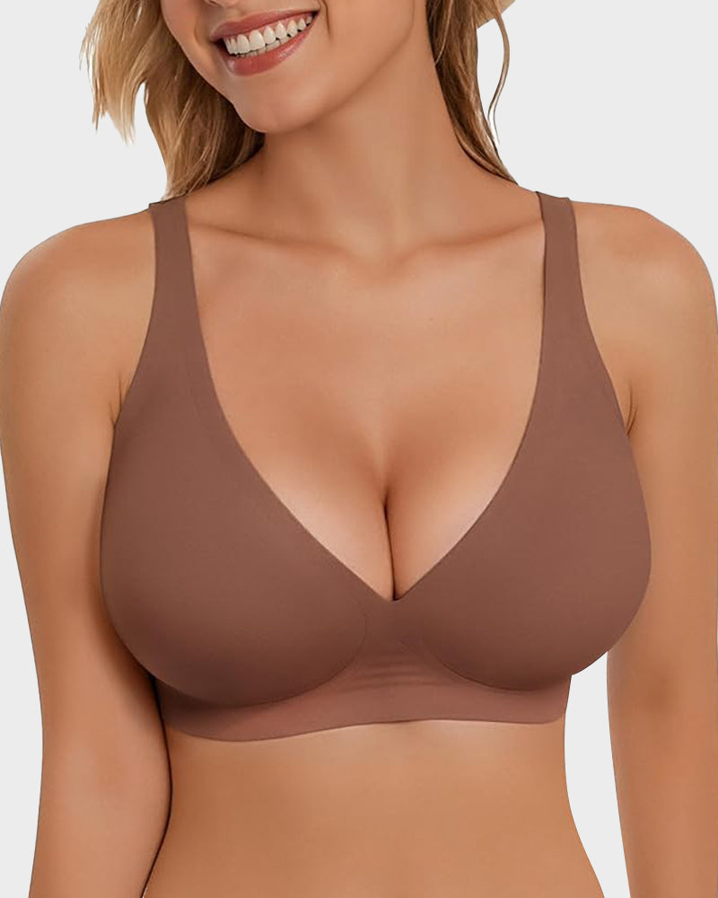 Curvefaja Seamless Deep V Push-Up Wireless Bra Truekind Convertible Strapless Bandeau Bra with Wireless Comfort, Anti-Slip Grip & Removable Straps