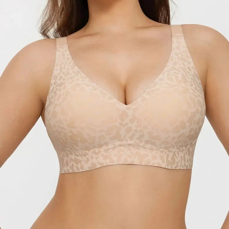 Curvefaja Wireless Leopard V-Neck Contour Bra