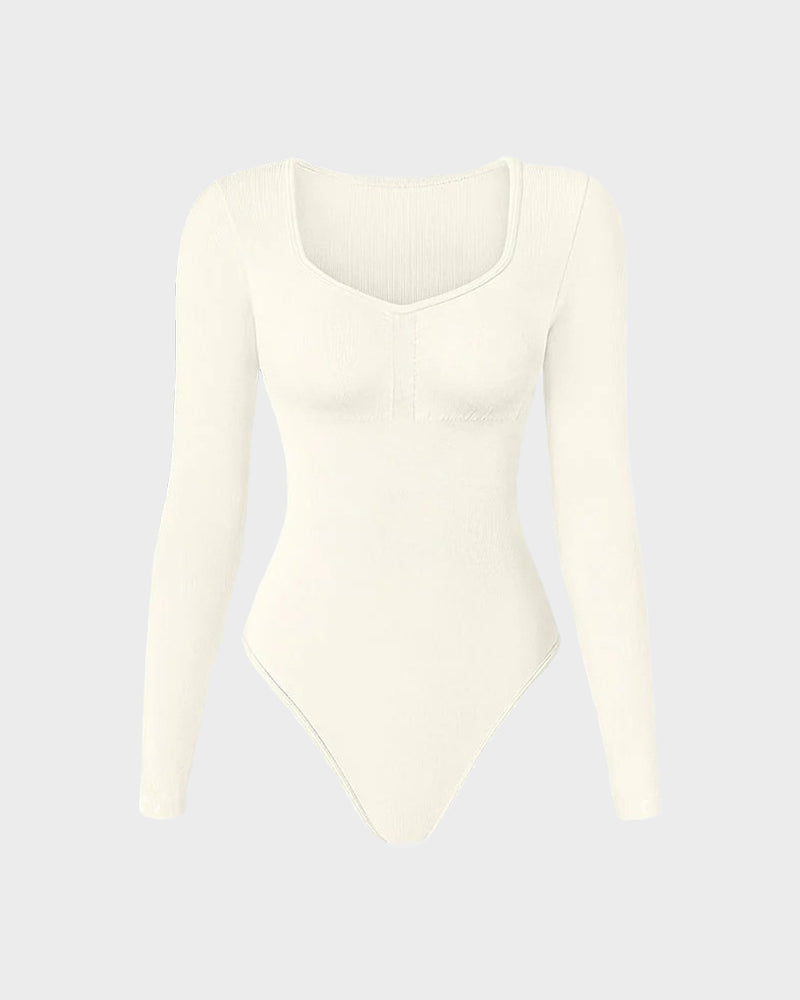 Curvefaja® Seamless Long Sleeve V-Neck Sculpting Bodysuit
