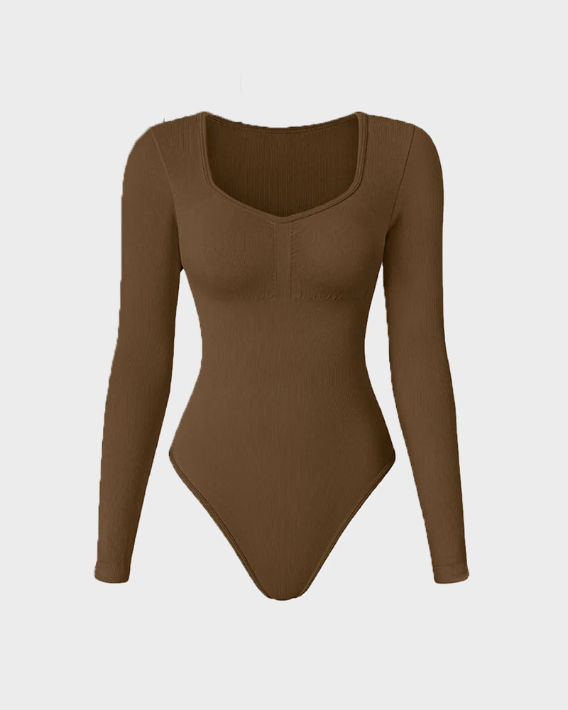 Curvefaja® Seamless Long Sleeve V-Neck Sculpting Bodysuit