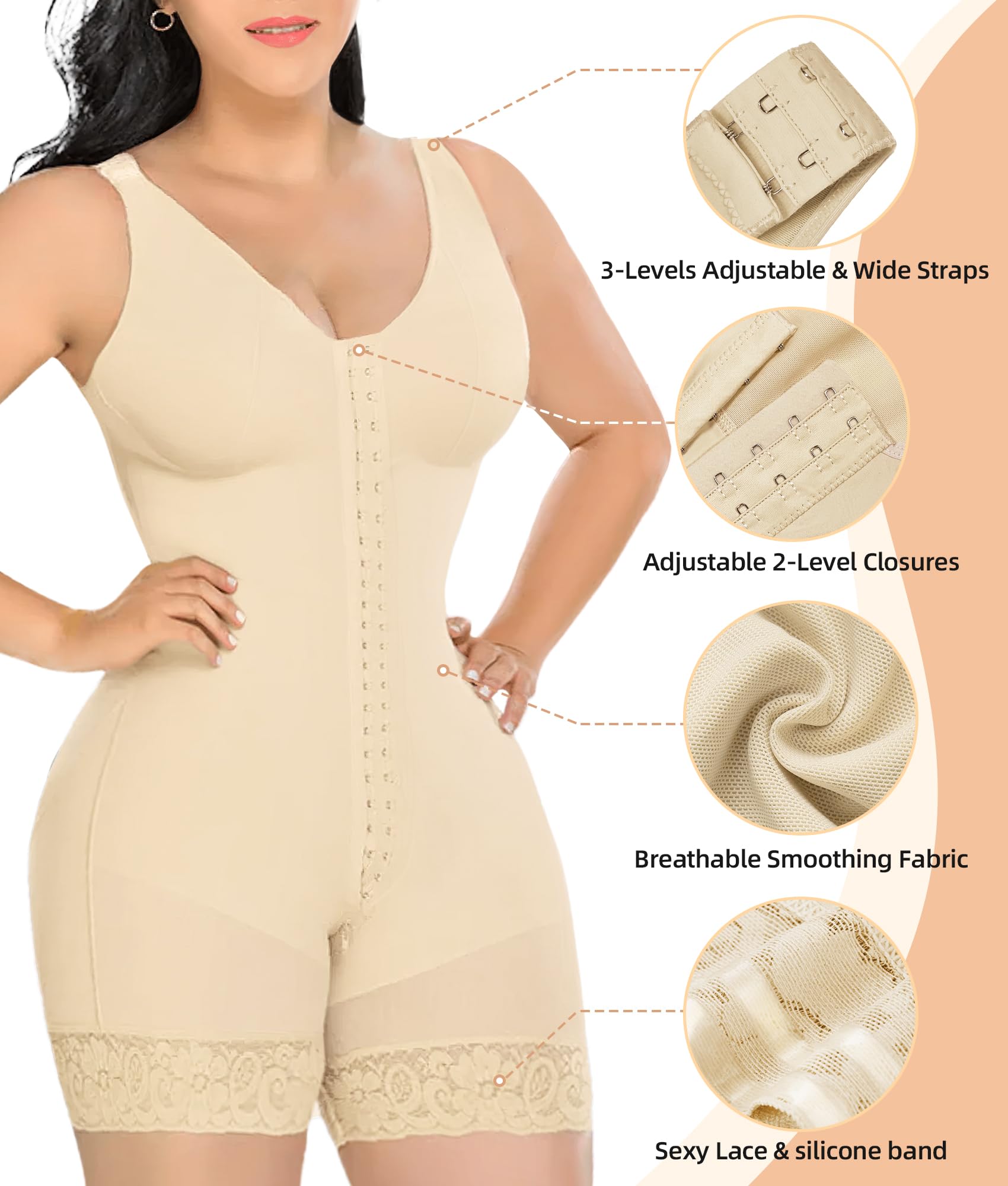 Curvefaja® Fajas Colombianas Shapewear for Women Tummy Control Post Surgery Full Body Shaper Butt Lifter with Zipper Crotch