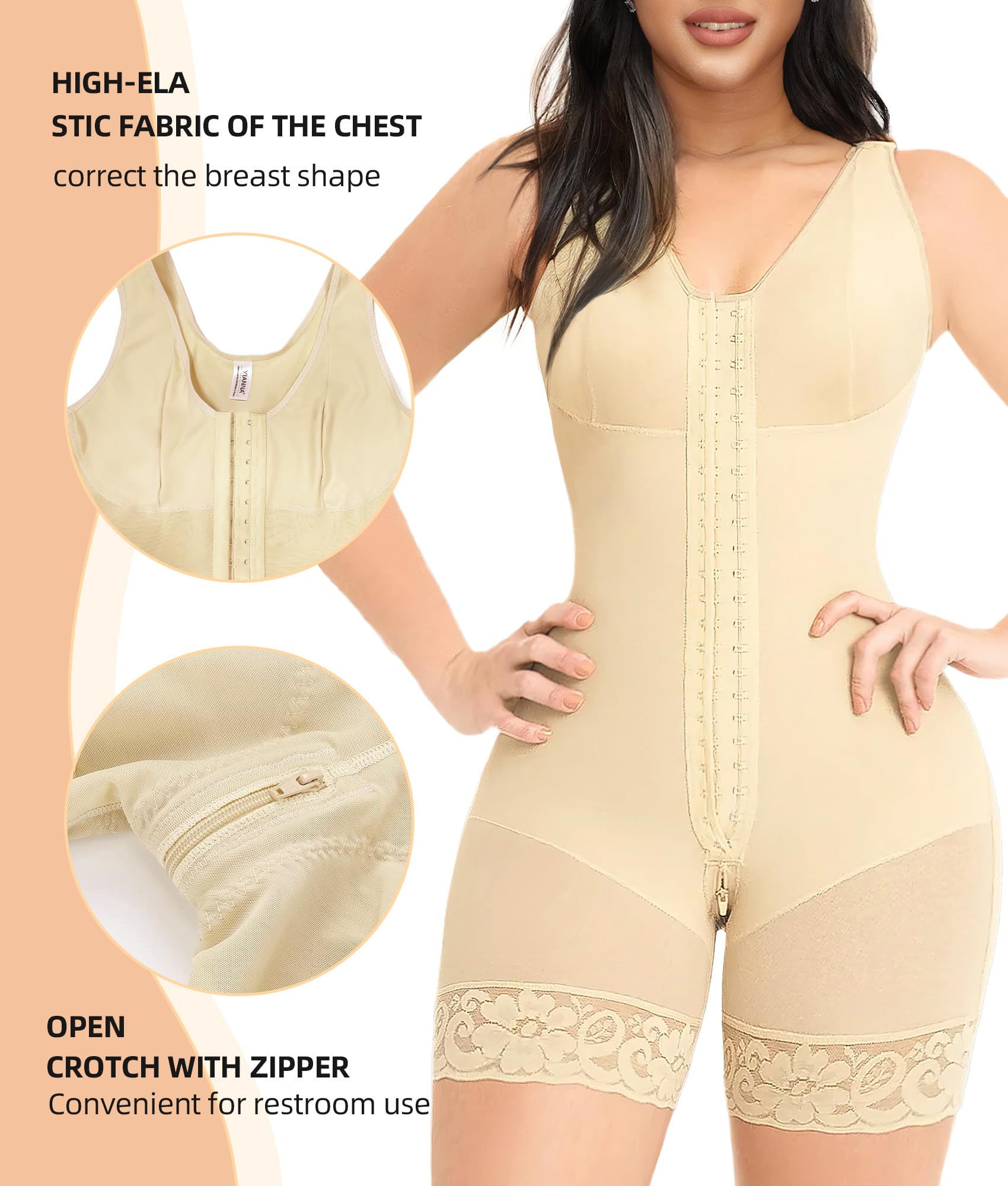 Curvefaja® Fajas Colombianas Shapewear for Women Tummy Control Post Surgery Full Body Shaper Butt Lifter with Zipper Crotch