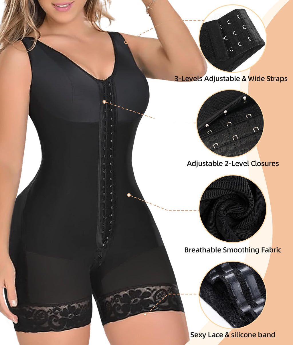 Curvefaja® Fajas Colombianas Shapewear for Women Tummy Control Post Surgery Full Body Shaper Butt Lifter with Zipper Crotch