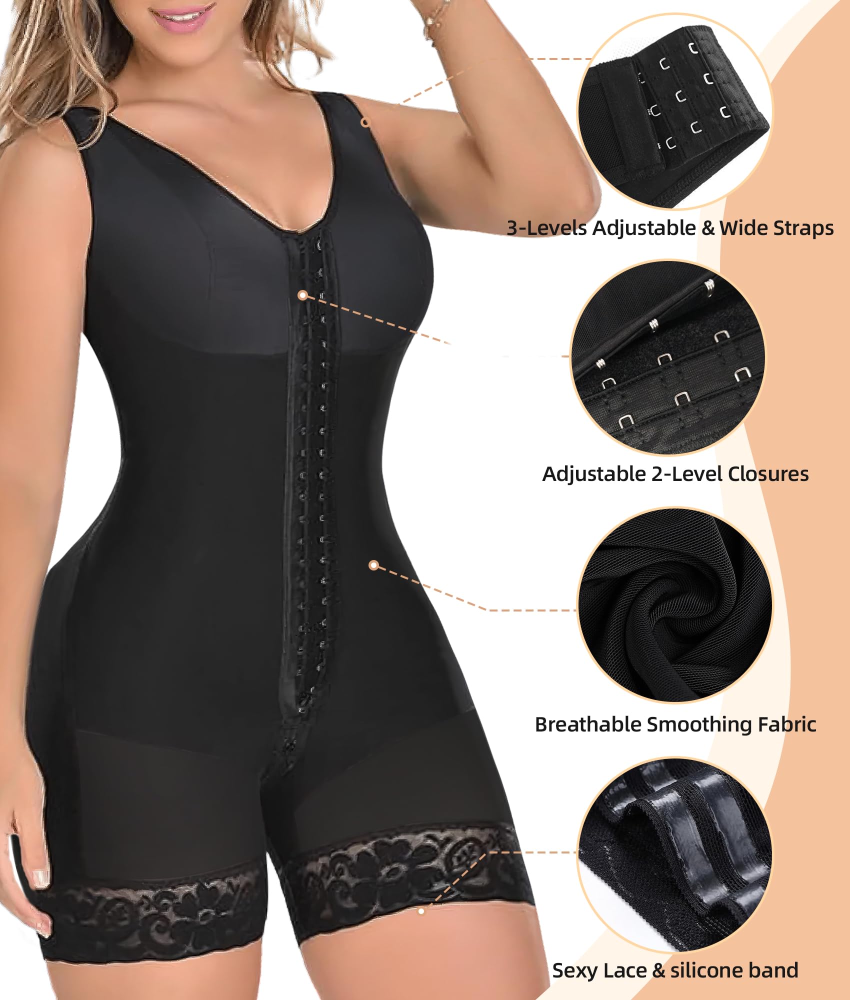 Curvefaja® Fajas Colombianas Shapewear for Women Tummy Control Post Surgery Full Body Shaper Butt Lifter with Zipper Crotch