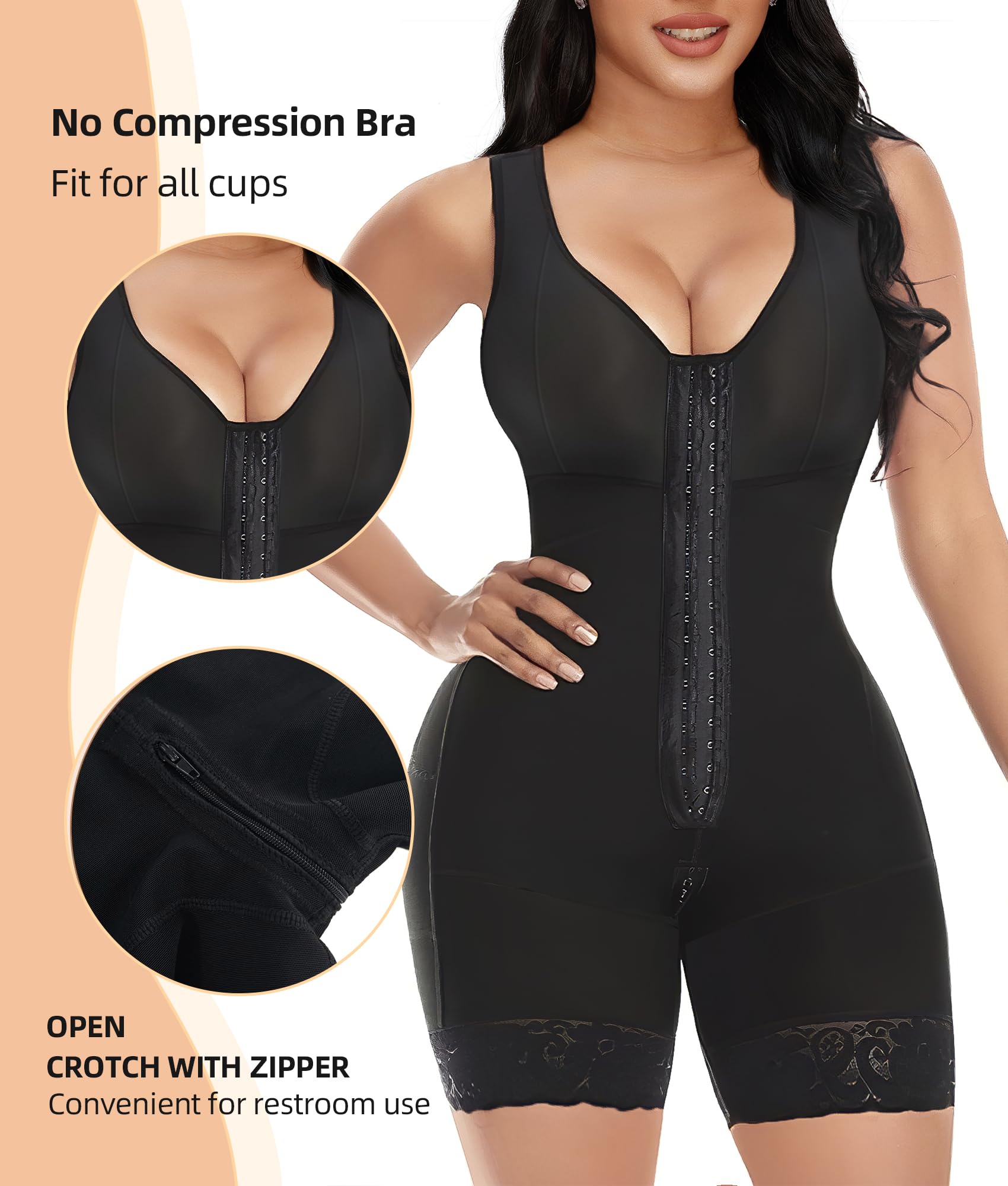 Curvefaja® Fajas Colombianas Shapewear for Women Tummy Control Post Surgery Full Body Shaper Butt Lifter with Zipper Crotch