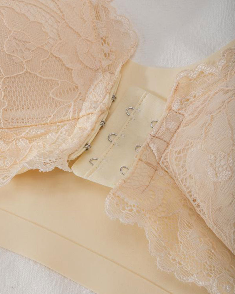 Curvefaja® Women's Contrast Lace Hook & Eye Front PushUp Bra