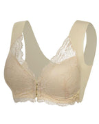 Curvefaja® Women's Contrast Lace Hook & Eye Front PushUp Bra