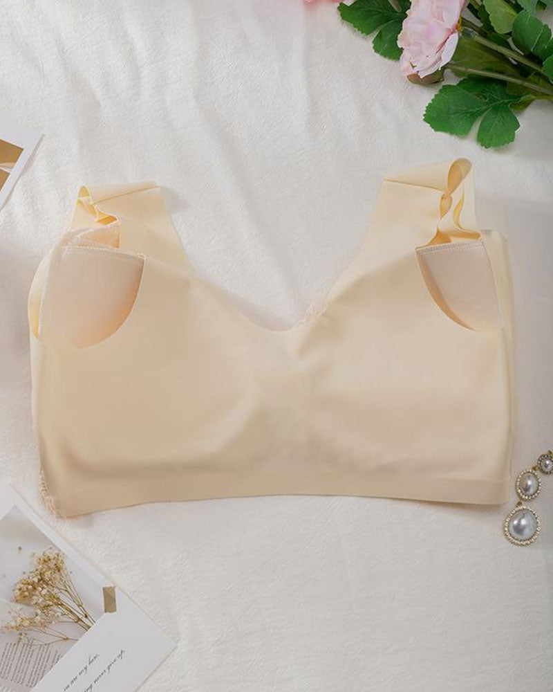 Curvefaja® Women's Contrast Lace Hook & Eye Front PushUp Bra