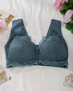 Curvefaja® Women's Contrast Lace Hook & Eye Front PushUp Bra