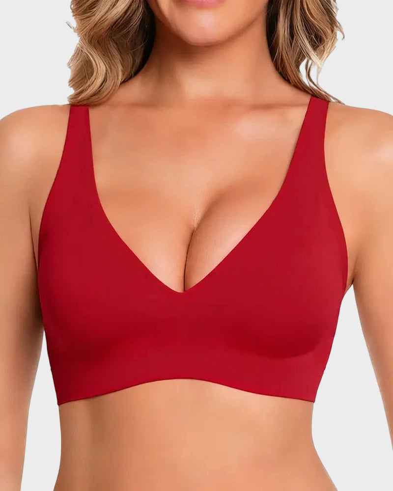 Curvefaja Seamless Deep V Push-Up Wireless Bra Truekind Convertible Strapless Bandeau Bra with Wireless Comfort, Anti-Slip Grip & Removable Straps