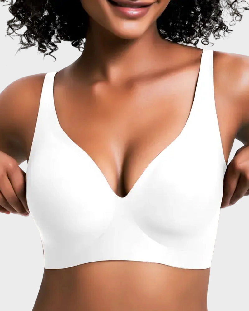 Curvefaja Seamless Deep V Push-Up Wireless Bra Truekind Convertible Strapless Bandeau Bra with Wireless Comfort, Anti-Slip Grip & Removable Straps
