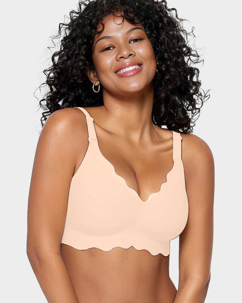 Curvefaja Soft Full Coverage Scalloped Wireless Jelly Bra