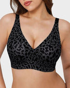 Curvefaja Wireless Leopard V-Neck Contour Bra