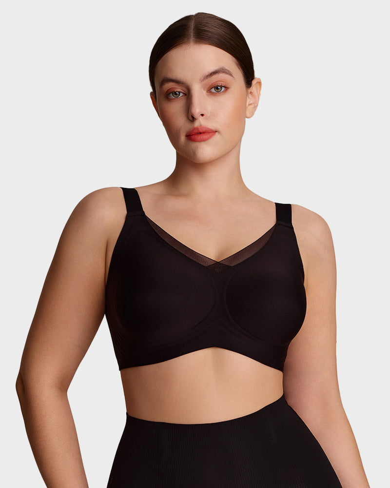 Curvefaja Womens Wireless Bras V Mesh Comfortable Bralette Supportive