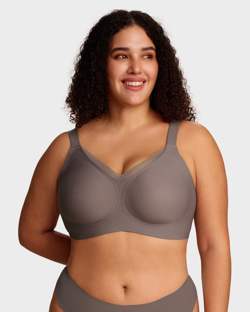 Curvefaja Womens Wireless Bras V Mesh Comfortable Bralette Supportive