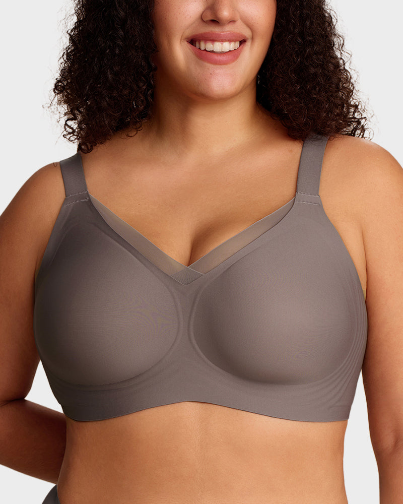 Curvefaja Womens Wireless Bras V Mesh Comfortable Bralette Supportive