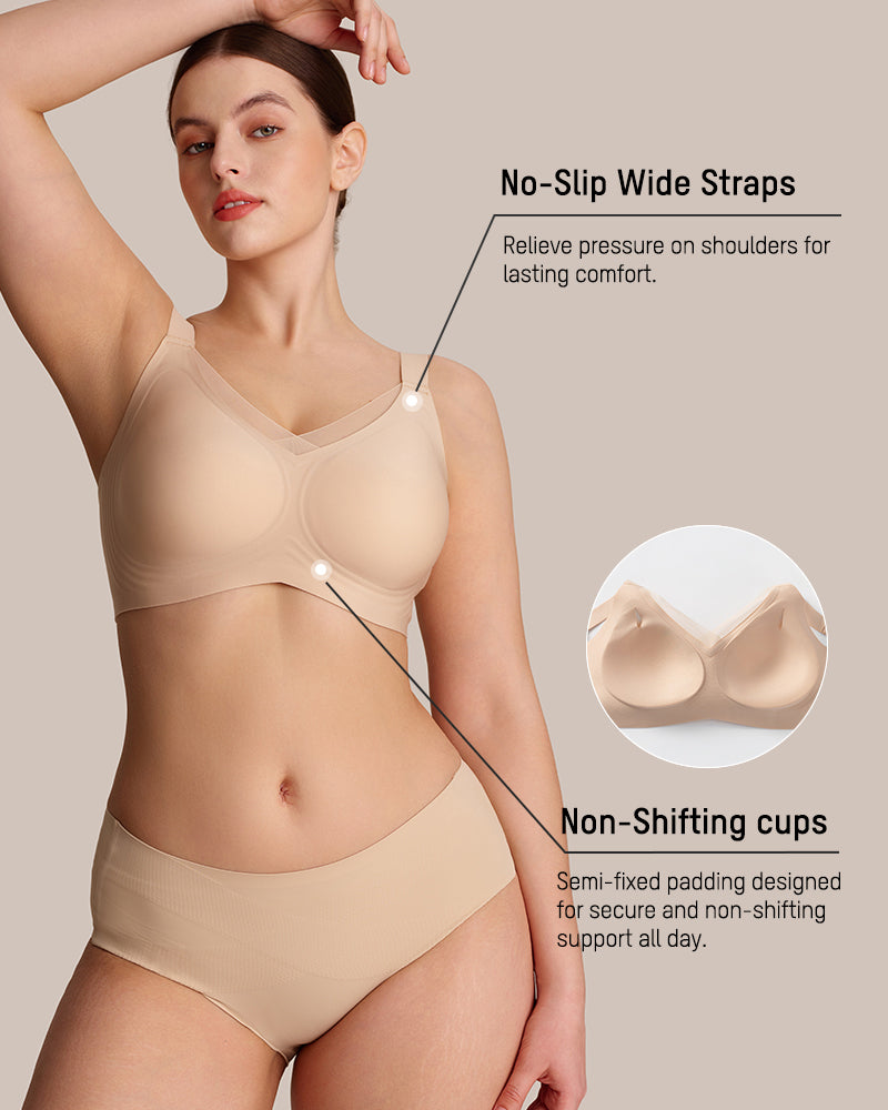 Curvefaja Womens Wireless Bras V Mesh Comfortable Bralette Supportive