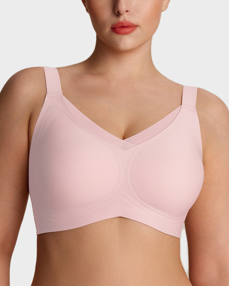 Curvefaja Womens Wireless Bras V Mesh Comfortable Bralette Supportive