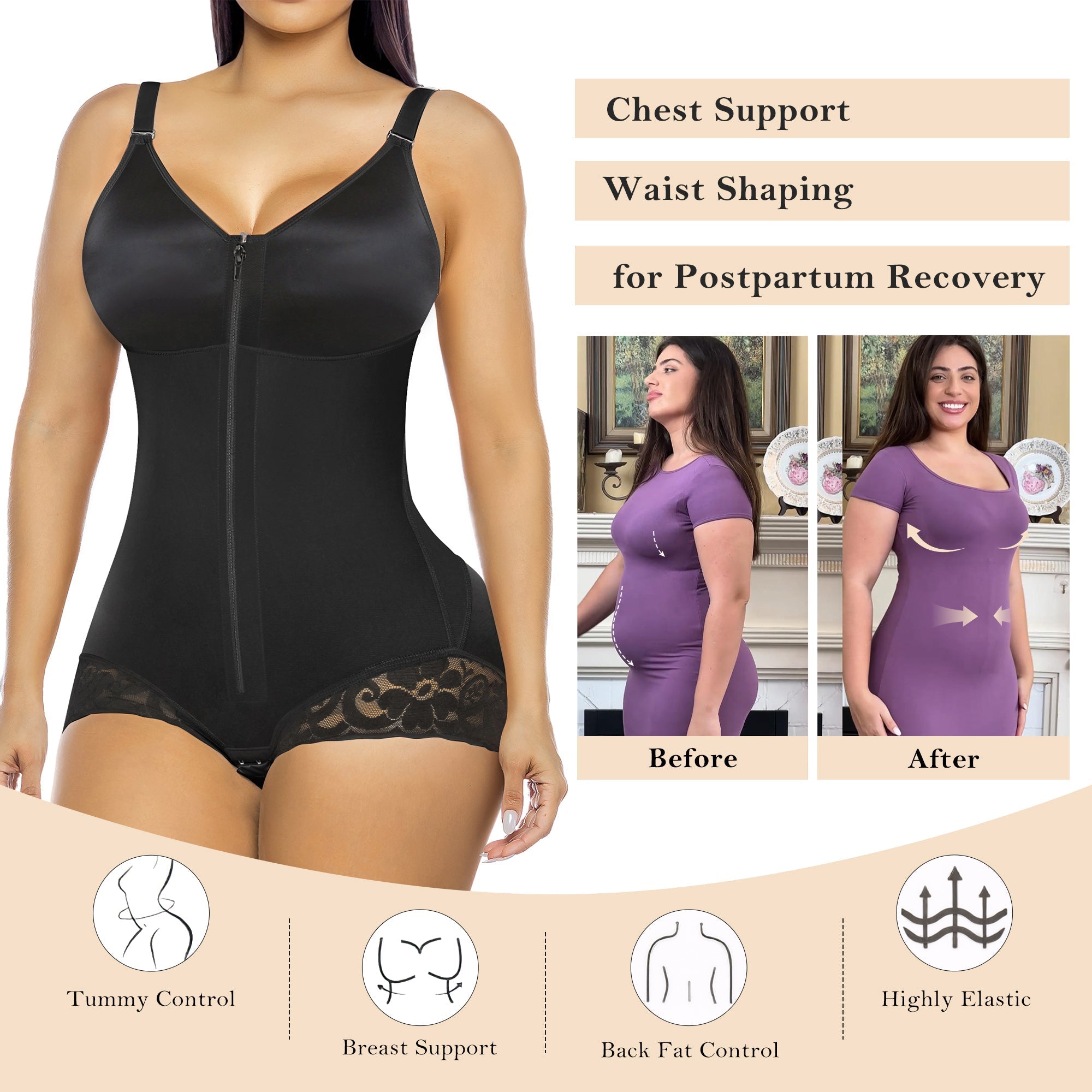 Curvefaja Fajas Colombianas Moldeadoras Postpartum Tummy Control Shapewear for Women Body Shaper Girdles Compression Garment