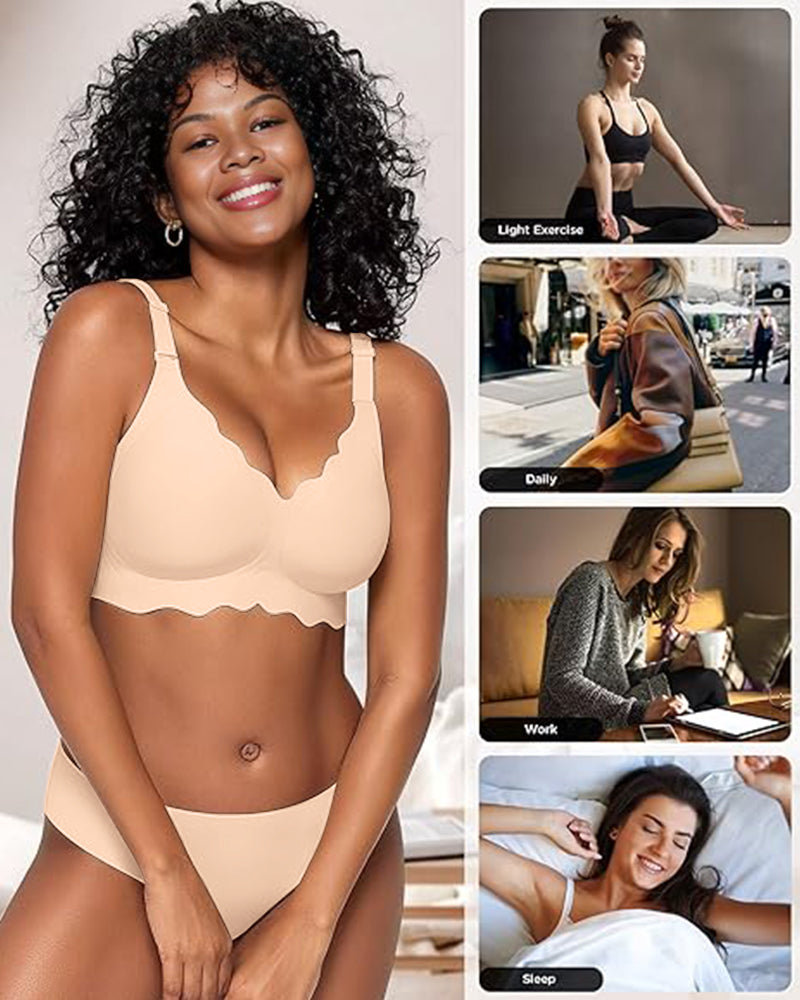 Curvefaja Soft Full Coverage Scalloped Wireless Jelly Bra