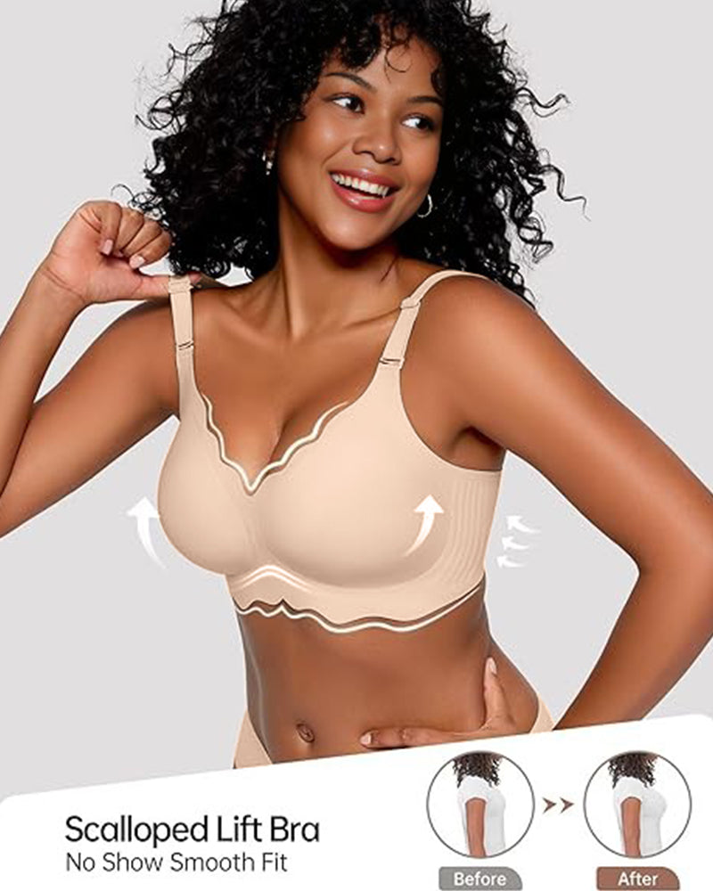 Curvefaja Soft Full Coverage Scalloped Wireless Jelly Bra