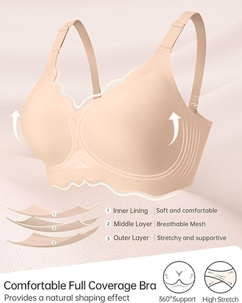 Curvefaja Soft Full Coverage Scalloped Wireless Jelly Bra