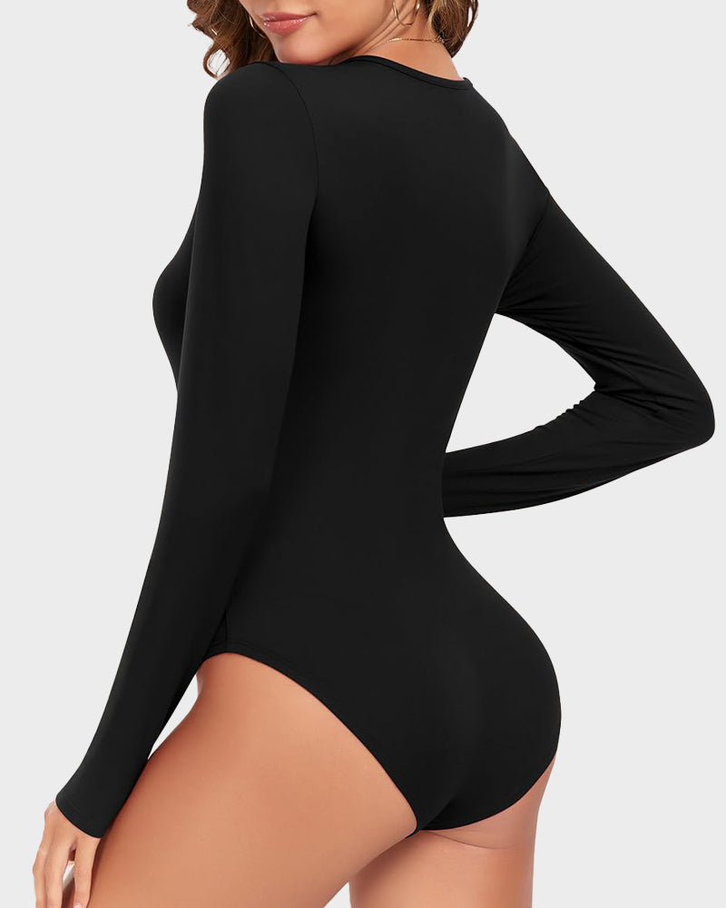 Curvefaja® Seamless Long Sleeve V-Neck Sculpting Bodysuit