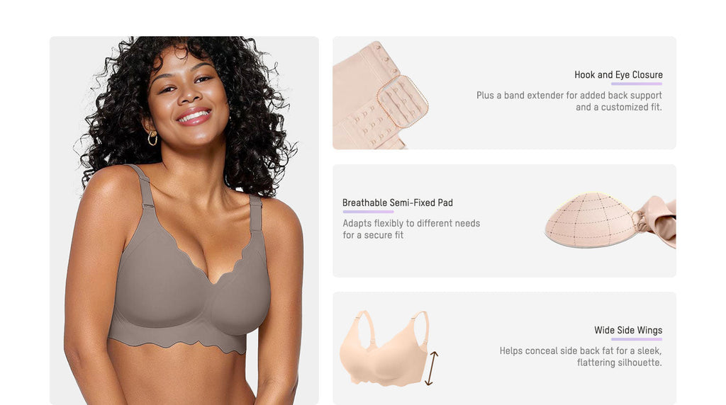 Curvefaja Soft Full Coverage Scalloped Wireless Jelly Bra